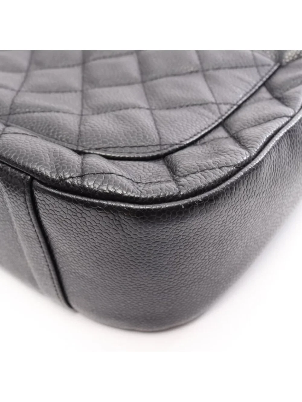 Chanel Shoulder Bag Quilted Black Caviar Leather Chain